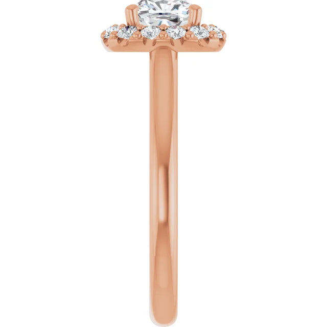 Cushion Halo Solitaire Rose Gold Moissanite Engagement Ring