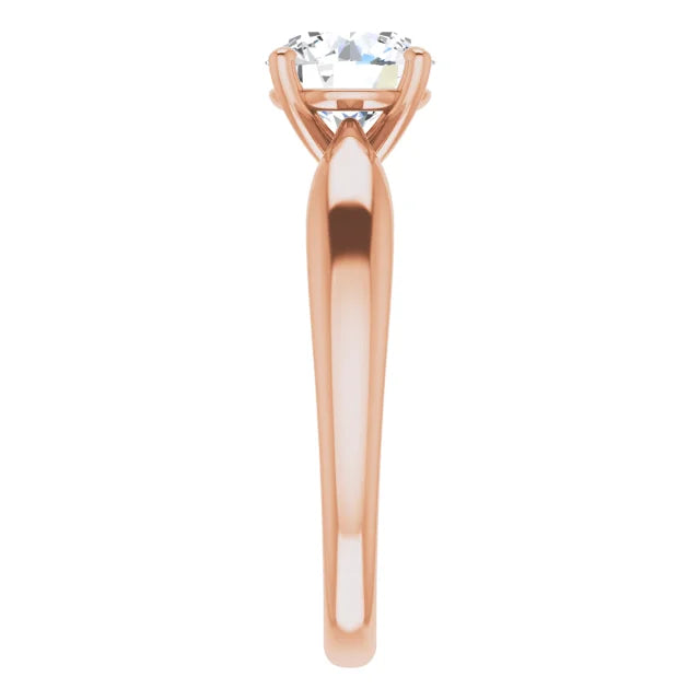 Round Brilliant Rose Gold Solitaire Moissanite Engagement Ring