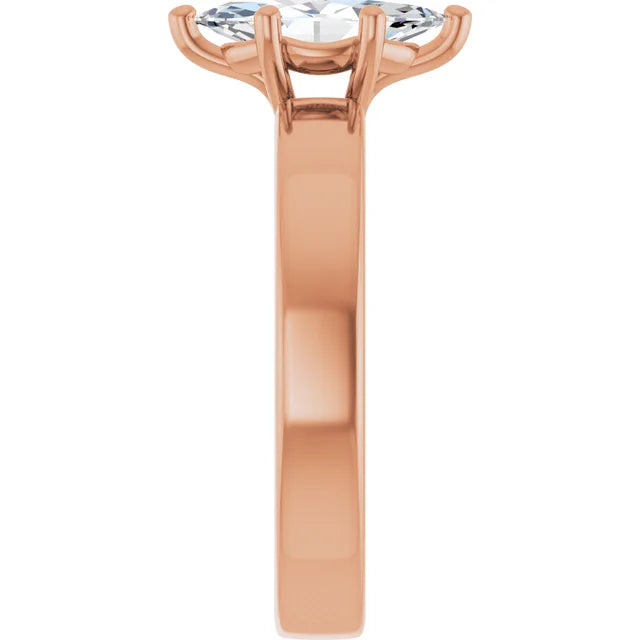 Marquise Wide Band Solitaire Engagement Ring