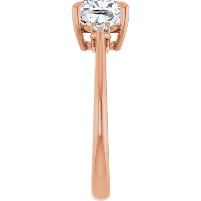 Cushion Rose Gold Accent Moissanite Engagement Ring