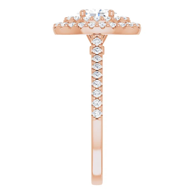 Oval Double Halo Rose Gold Lab Diamond Engagement Ring