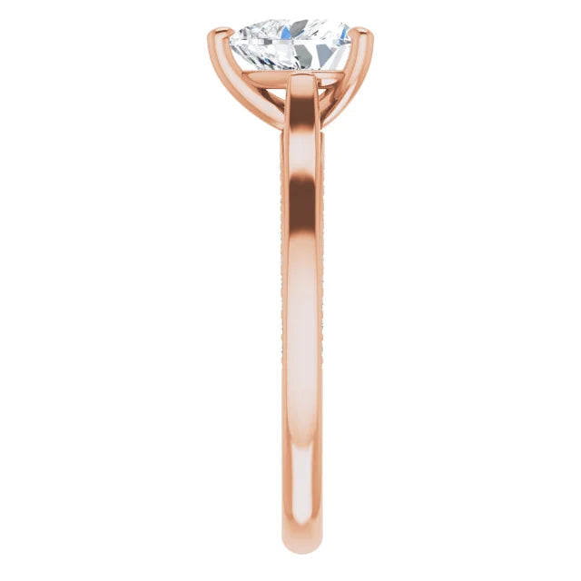 Heart Rose Gold Solitaire Moissanite Engagement Ring