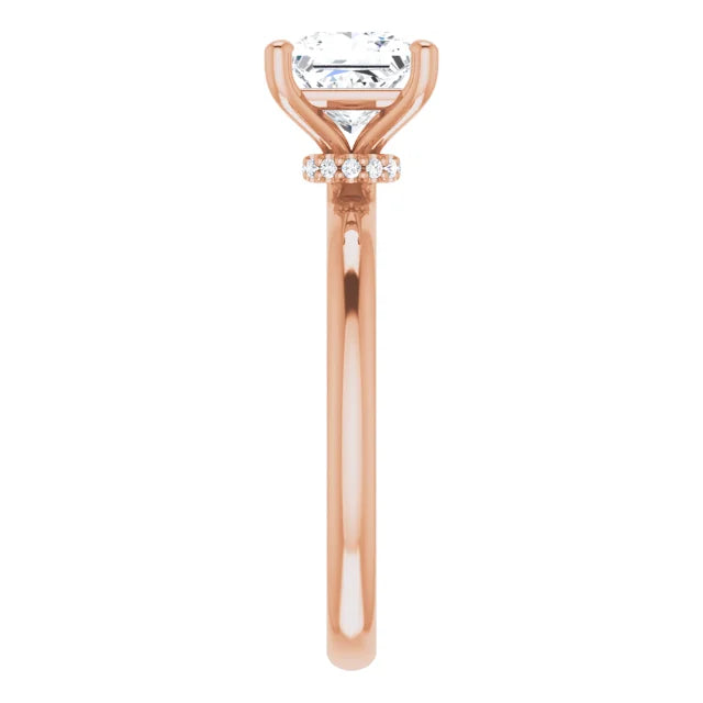Princess Rose Gold Solitaire Moissanite Engagement Ring