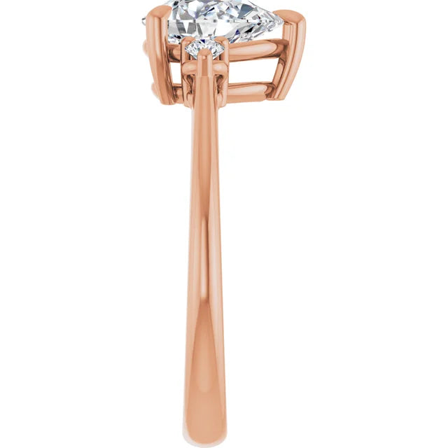 Pear Rose Gold Accent Moissanite Engagement Ring