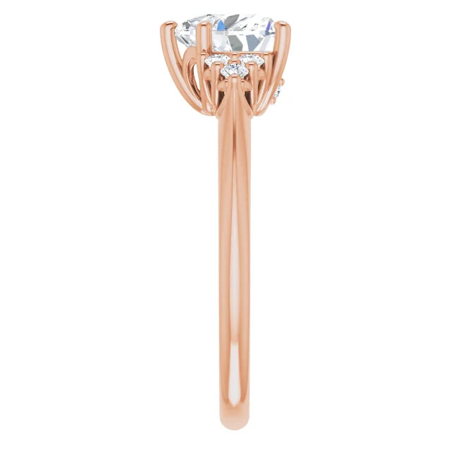 Heart Rose Gold Accent Style Moissanite Engagement Ring