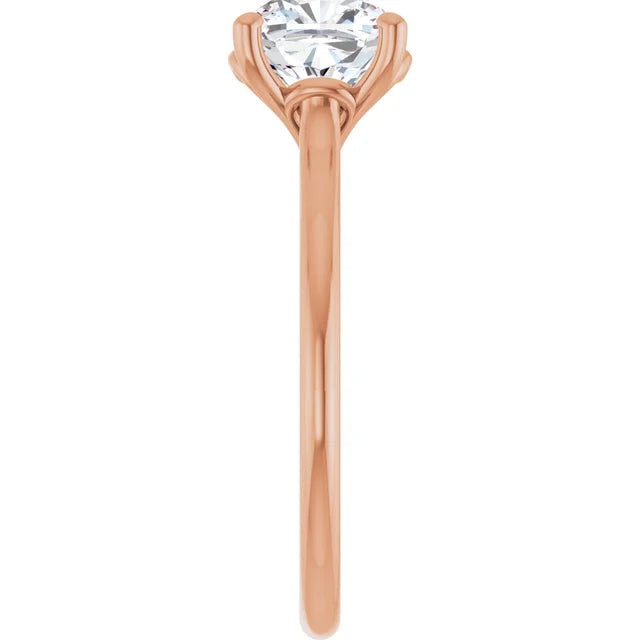 Cushion Rose Gold Four Claw Solitaire Moissanite Engagement Ring