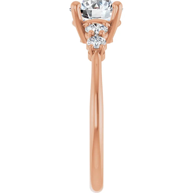 Round Brilliant Multi Stone Accent Style Engagement Ring