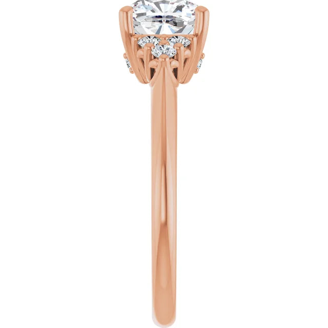 Cushion Rose Gold Accent Style Moissanite Engagement Ring