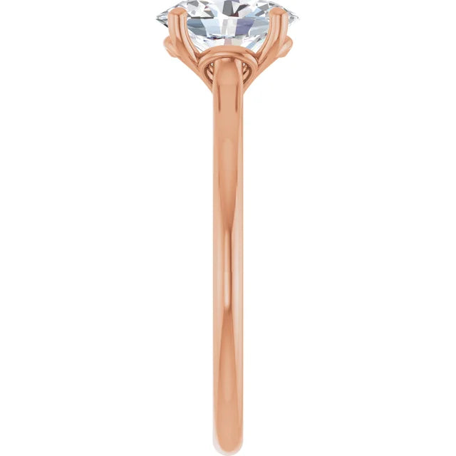 Oval Rose Gold Four Claw Solitaire Moissanite Engagement Ring
