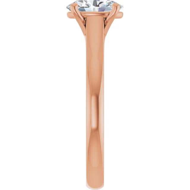 Four Claw Oval Rose Gold Solitaire Moissanite Engagement Ring