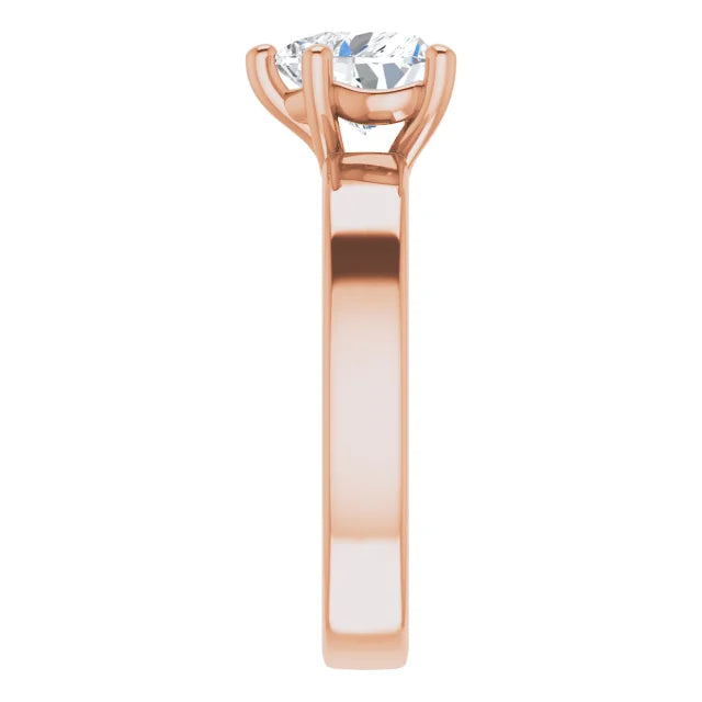 Heart Rose Gold Wide Band Solitaire Moissanite Engagement Ring