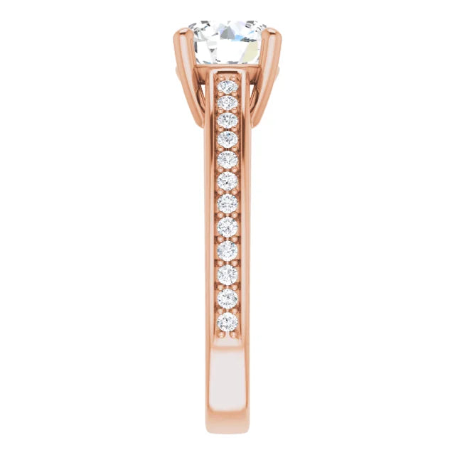Round Brilliant Rose Gold Claw Set Style Moissanite Engagement Ring