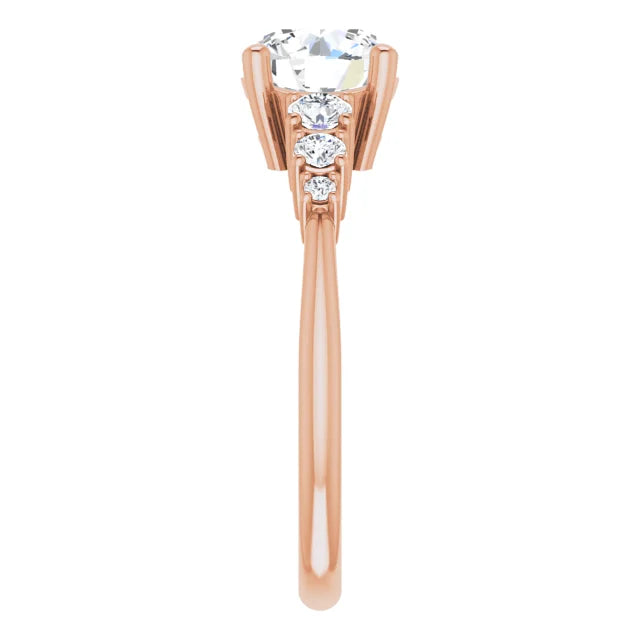 Round Brilliant Multi Stone Accent Style Engagement Ring