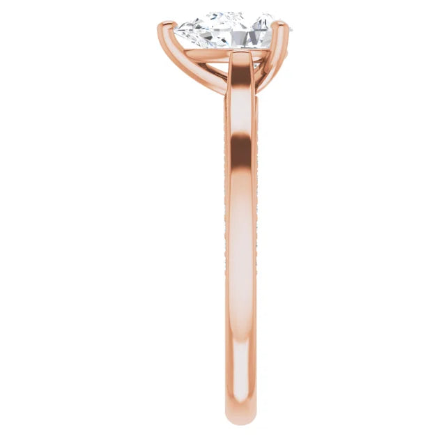 Pear Rose Gold Solitaire Moissanite Engagement Ring