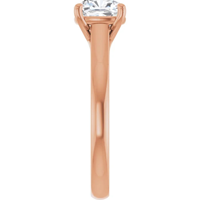 Four Claw Cushion Rose Gold Solitaire Moissanite Engagement Ring