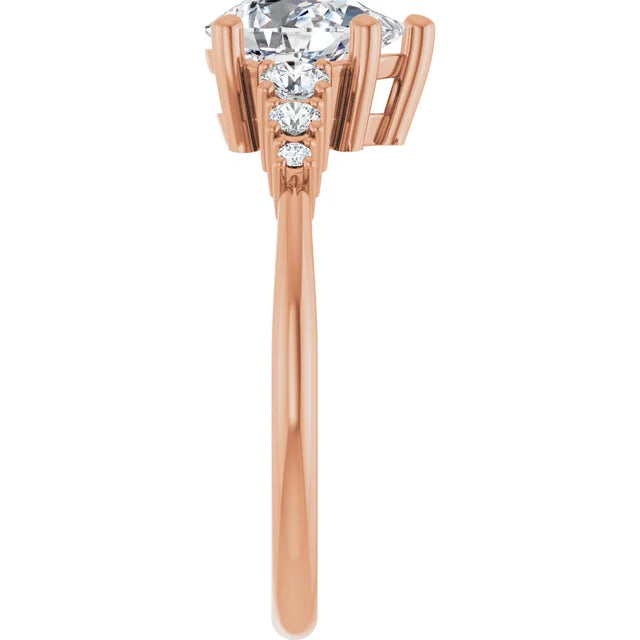 Pear Multi Stone Accent Style Engagement Ring