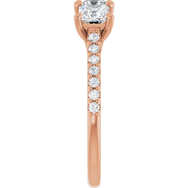 Princess Tri -Stone Style Engagement Ring