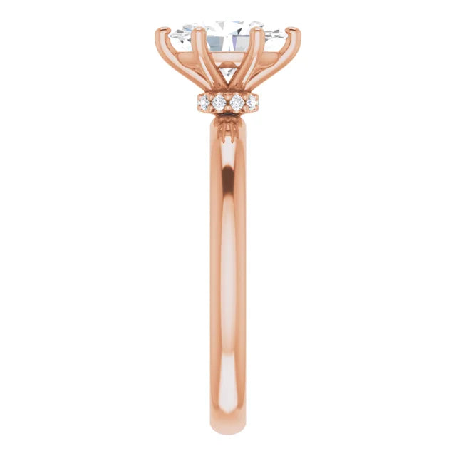Oval Rose Gold Solitaire Moissanite Engagement Ring