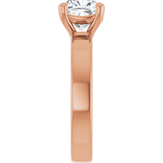 Cushion Rose Gold Wide Band Solitaire Moissanite Engagement Ring