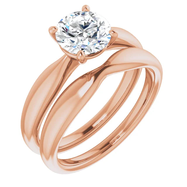 Round Brilliant Rose Gold Solitaire Moissanite Engagement Ring