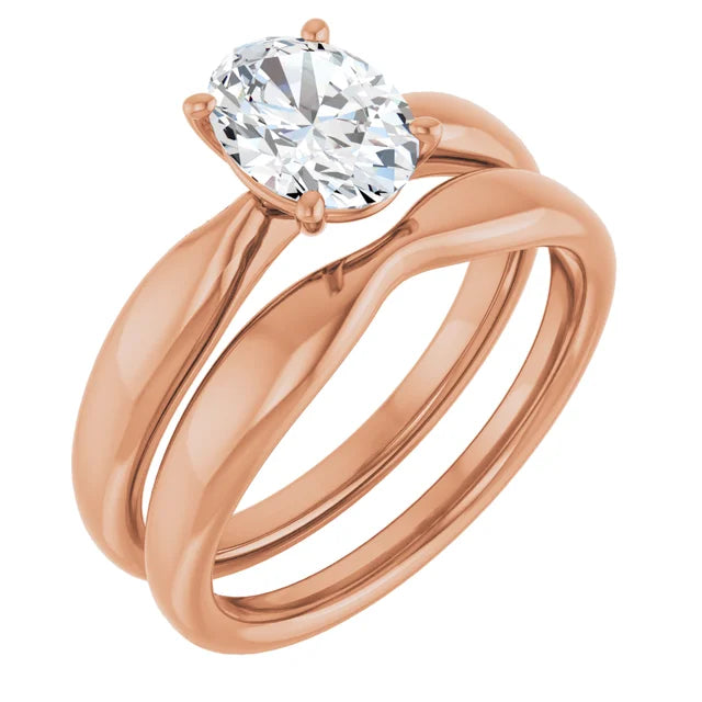 Oval Rose Gold Solitaire Moissanite Engagement Ring
