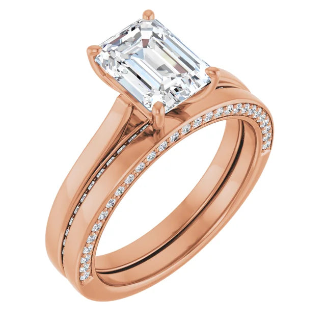 Emerald Rose Gold Solitaire Moissanite Engagement Ring