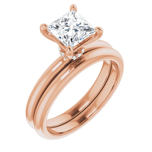 Princess Rose Gold Solitaire Moissanite Engagement Ring