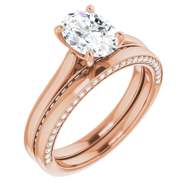 Oval Rose Gold Solitaire Moissanite Engagement Ring