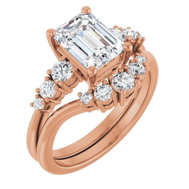 Emerald Multi Stone Accent Style Engagement Ring