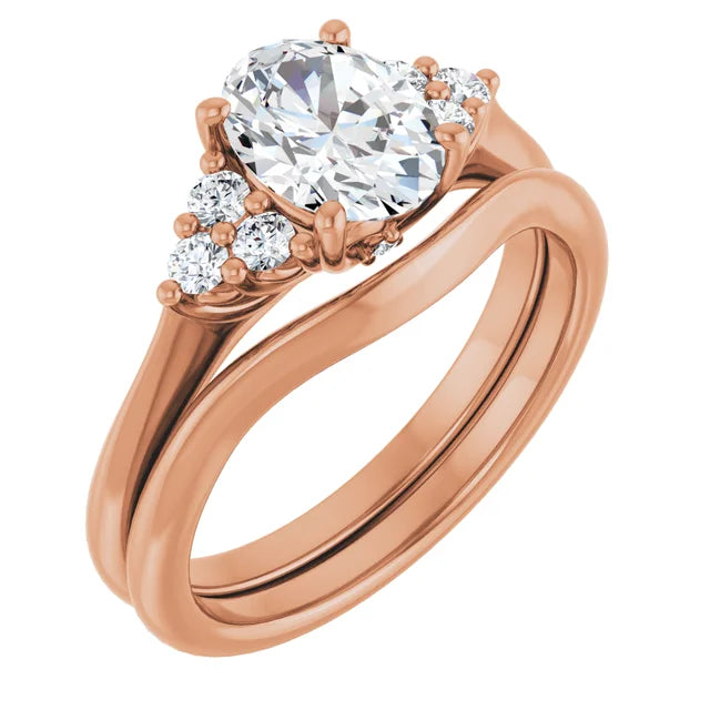 Oval Rose Gold Accent Style Moissanite Engagement Ring