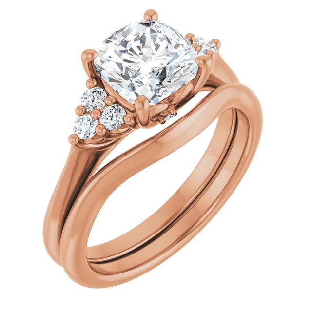Cushion Rose Gold Accent Style Moissanite Engagement Ring