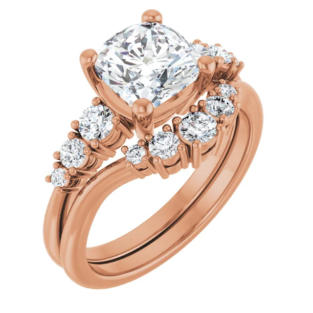 Cushion Multi Stone Accent Style Engagement Ring