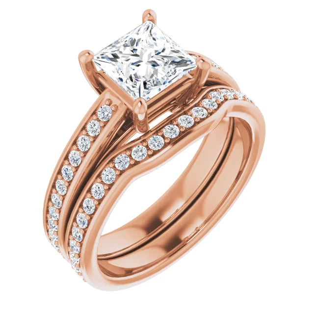 Princess Rose Gold Claw Set Style Moissanite Engagement Ring