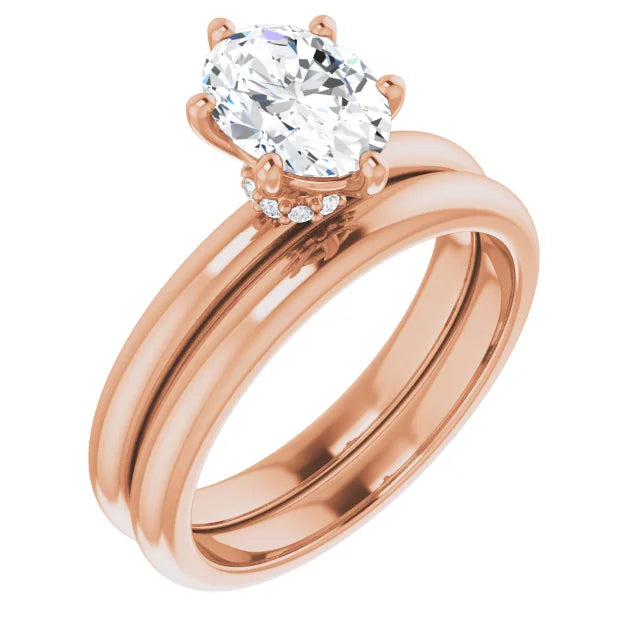 Oval Rose Gold Solitaire Moissanite Engagement Ring