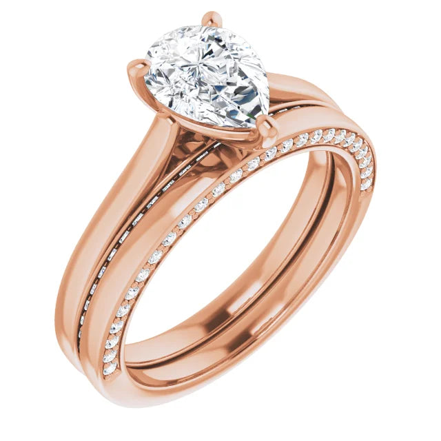 Pear Rose Gold Solitaire Moissanite Engagement Ring
