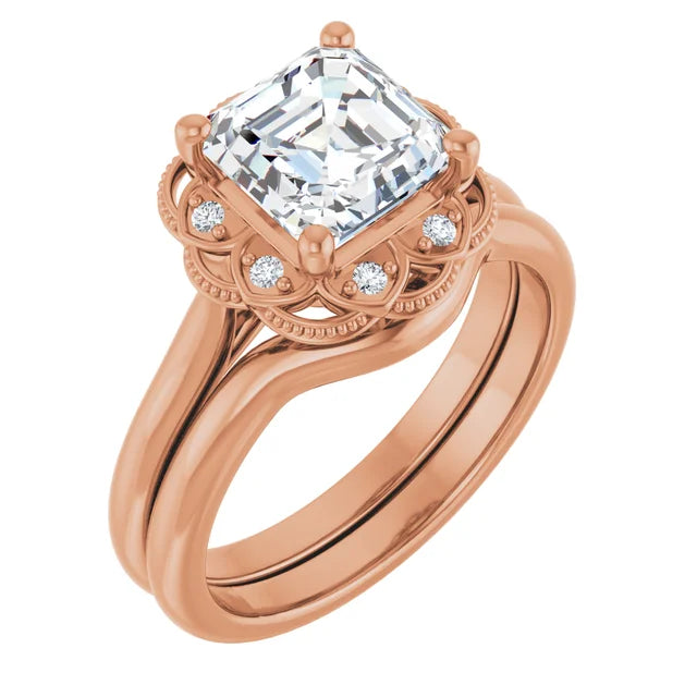 Asscher Antique Inspired Design Engagement Ring
