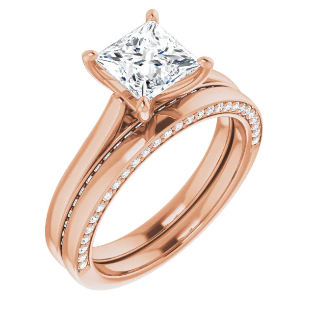 Princess Rose Gold Solitaire Moissanite Engagement Ring