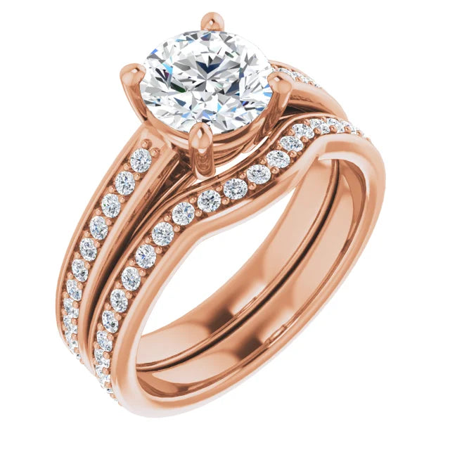 Round Brilliant Rose Gold Claw Set Style Moissanite Engagement Ring