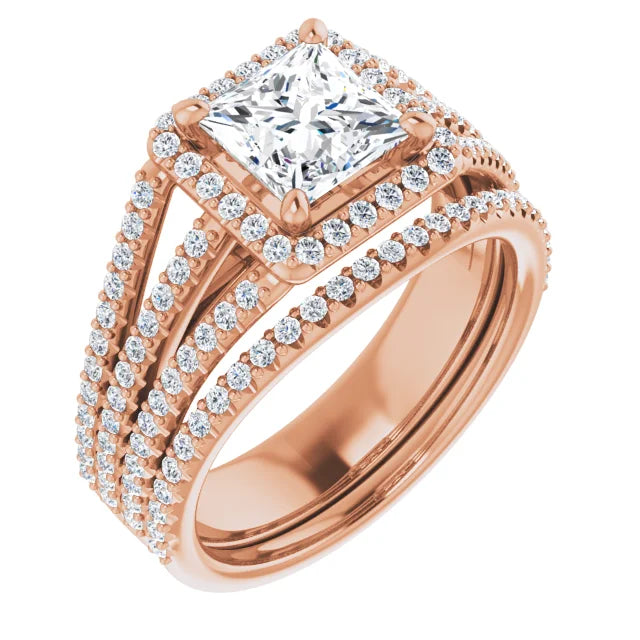 Princess Halo Style Engagement Ring
