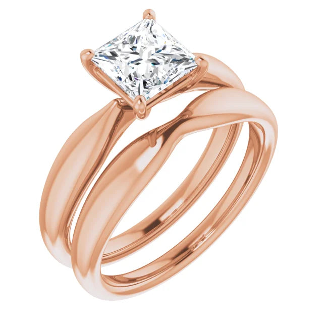Princess Rose Gold Solitaire Moissanite Engagement Ring