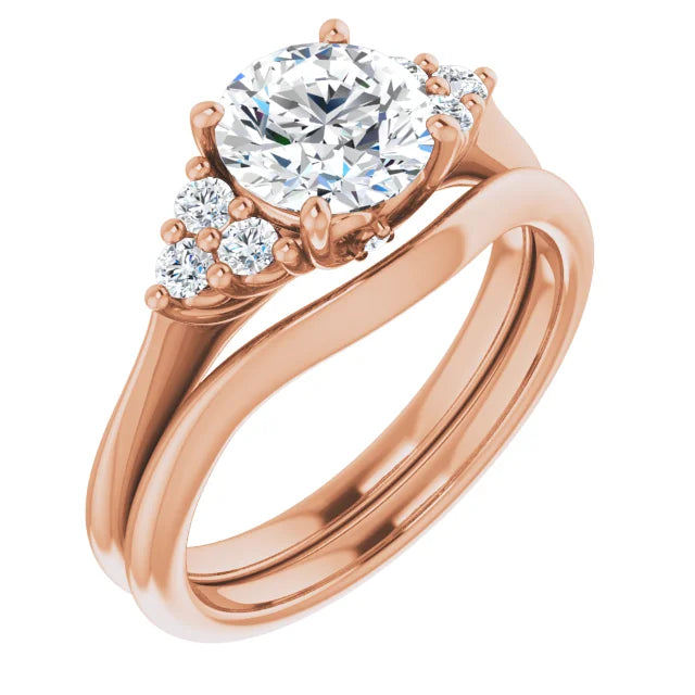 Round Brilliant Rose Gold Accent Style Moissanite Engagement Ring