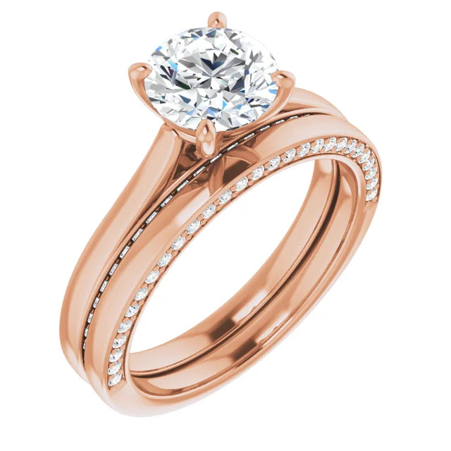 Round Brilliant Solitaire & Hidden Diamond Band Engagement Ring