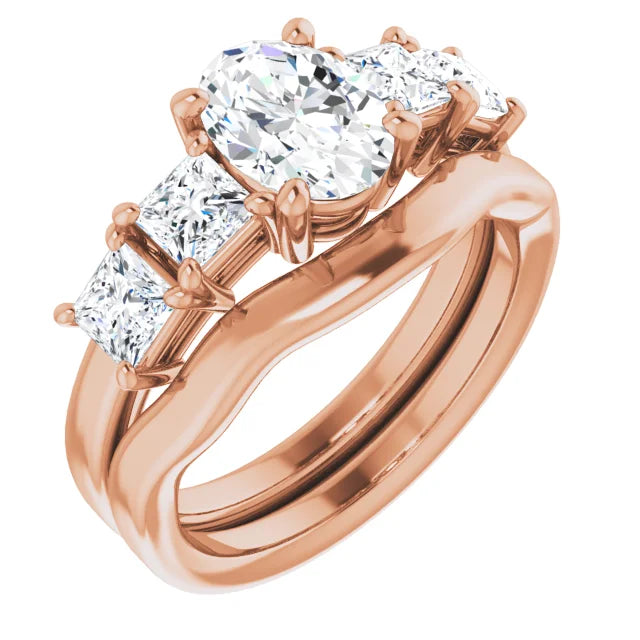 Oval Multi Stone Accent Style Engagement Ring