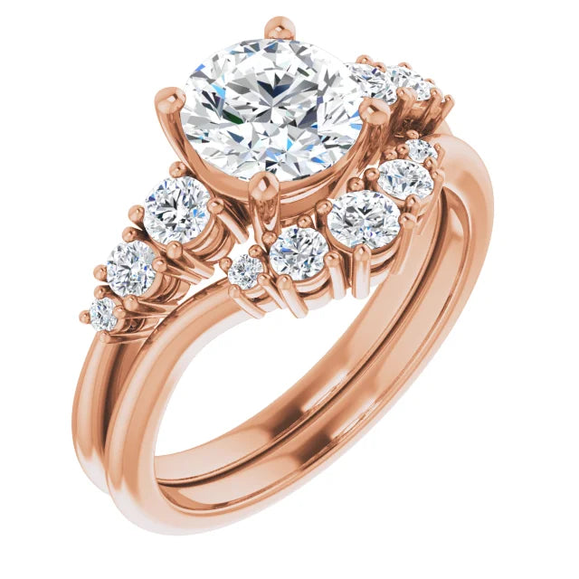 Round Brilliant Multi Stone Accent Style Engagement Ring