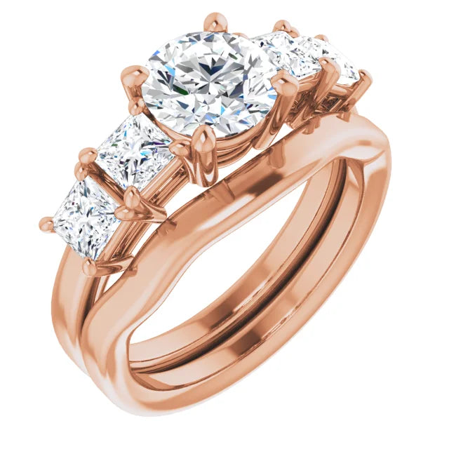 Round Brilliant Multi Stone Accent Style Engagement Ring