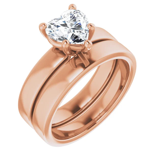 Heart Wide Band Solitaire Engagement Ring