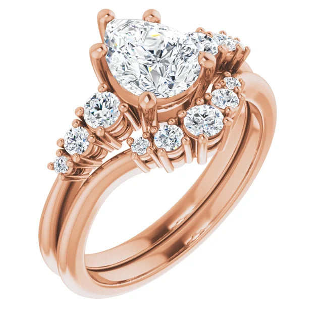 Pear Rose Gold Accent Moissanite Engagement Ring