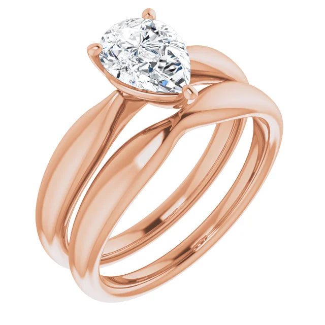 Pear Rose Gold Solitaire Moissanite Engagement Ring