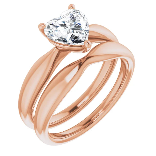 Heart Rose Gold Solitaire Moissanite Engagement Ring