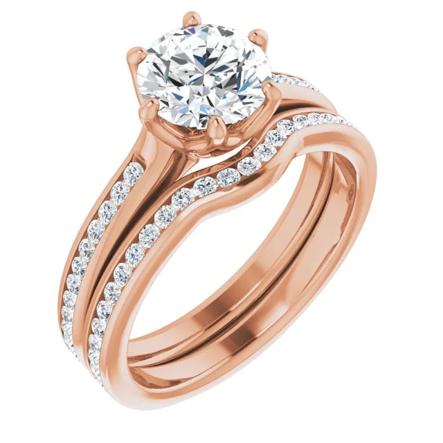 Round Brilliant Six Claw Channel Set Style Engagement Ring